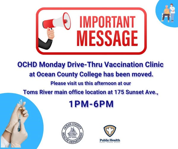 TODAY’S VACCINATION CLINIC SHIFTED TO NEW LOCATION